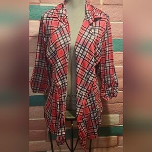 Bobbie Brooks Pink and Black Plaid Plus Size Cardigan